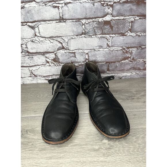 John Varvatos Portland Chukka Lace Up Shoes Black Soft Leather Men Sz 8M US/41EU